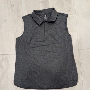 Dark Gray Sleeveless Polo with Zip